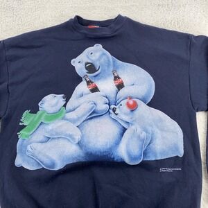 Vtg 90s Coca-Cola Polar Bear Family Sweatshirt Mens M/L Crewneck Coke Soda Pop‎